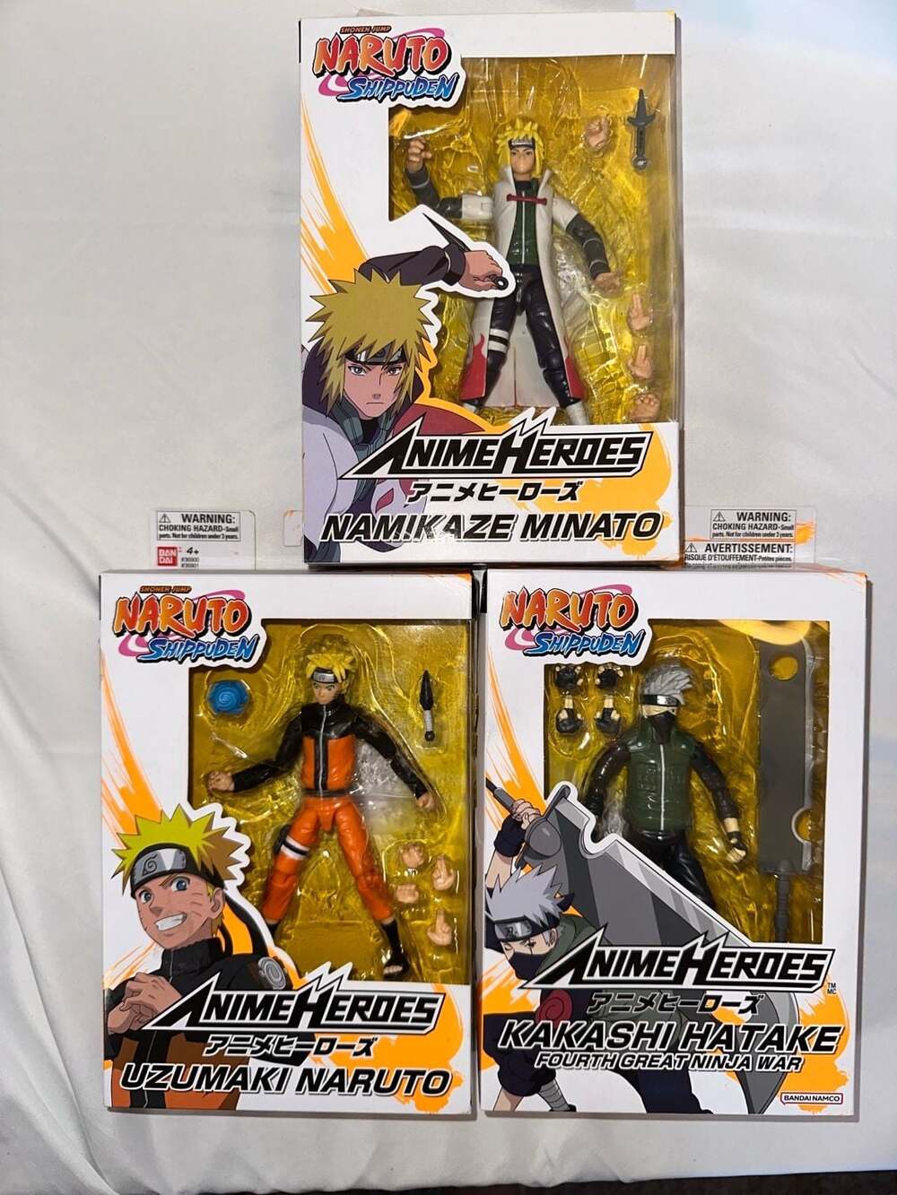 Bandai Anime Heroes Naruto Shippuden Action Figures Bundle Minato Naruto Kakashi